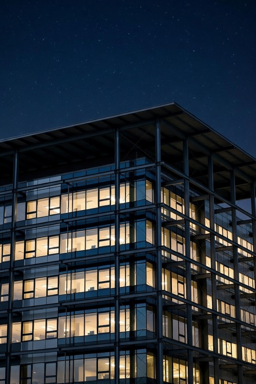 Commercial building at night